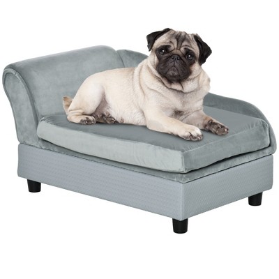 PawHut Fancy Dog Bed for Small Dogs with Hidden Storage, Small Dog Couch with Soft Foam, Dog Sofa Bed, Cushy Dog Bed