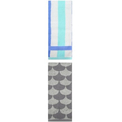 REGALWOVEN Geometric Cotton Soft Absorbent Decorative Hand Towel Set for Bathroom 13" x 29" 2 Pcs