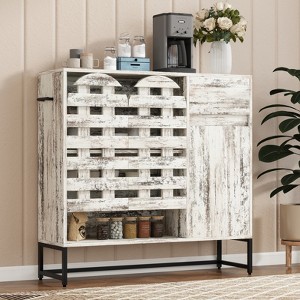 ORRD 44.5" Black Buffet Cabinet with Woven Doors, Drawer & Adjustable Shelves, Metal Legs - 1 of 4