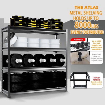 Atlas 72" Black Metal Heavy Duty Adjustable Garage Shelving