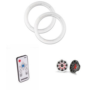 Kicker 45KM654L LED 6.5 Marine Coax with Charcoal and White Grills with a Pair of 50KLSR65 6.5 Led Speaker Ring & LED Remote Bundle - 1 of 4