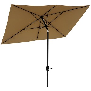 Aghana Digitals 6.5'x10' Coffee Patio Umbrella with Crank Lift, Push-Button Tilt - UV50+ - 1 of 4