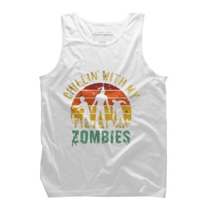 Men's Design By Humans Halloween Chillin With My Zombies Funny By Ering Tank Top - 1 of 3