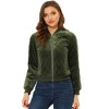 INSPIRE CHIC Women's Zip Up Long Sleeve Velvet Surface Diamond Quilted Bomber Jackets - image 2 of 4