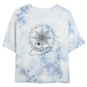 Junior's Women Lost Gods Universe in the Hand Crop T-Shirt - 1 of 4