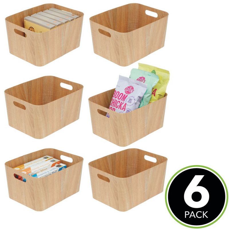 mDesign Wood Grain Kitchen Food Storage Bin with Handles - 6 Pack, 2 of 10