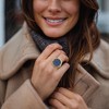 Ross-Simons Italian Tagliamonte Blue Venetian Glass Lion Ring With 1.00 ct. t.w. Swiss Blue Topaz in 18kt Gold Over Sterling - 2 of 4