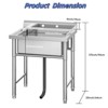Stainless Steel Commercial Utility Sinks, Freestanding Single Bowl Sinks with Backsplash, Small Prep & Utility Sink - 3 of 4
