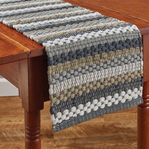 Park Designs Gray Striped Hartwick Chindi Table Runner 36''L - 1 of 3