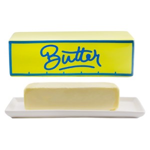 Darware Butter Shaped Butter Dish w/ Lid; Ceramic Spread Serving Dish - 1 of 4
