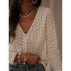 Coolmee Women's Hollow Out Lace Shirt  Button Up Lightweight Long Sleeve V Neck Trendy Shirts - 4 of 4