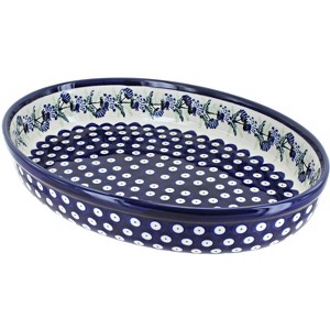Blue Rose Polish Pottery 350 Zaklady Medium Oval Baker - 1 of 1