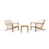 Yami 3-piece Acacia Wood Patio Conversation Set with Accent Table and 2 Chairs, Outdoor Furniture Chat Set - Maison Boucle - 3 of 4