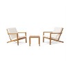 Yami 3-piece Acacia Wood Patio Conversation Set with Accent Table and 2 Chairs, Outdoor Furniture Chat Set - Maison Boucle - image 3 of 4