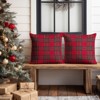 Set of 2 Christmas Throw Pillow Covers 18x18 Inch Soft Decorative Red Plaid Cushion Covers - 2 of 4
