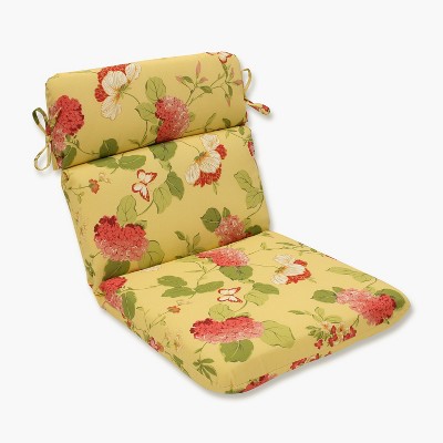 Outdoor Rounded Chair Cushion - Yellow/Red Floral - Pillow Perfect