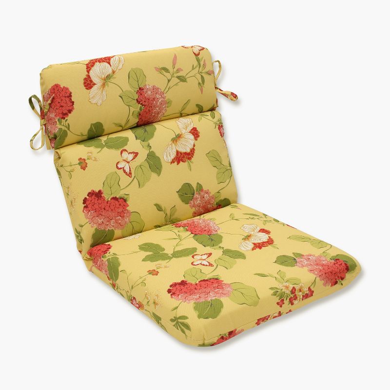 Outdoor Rounded Chair Cushion - Yellow/Red Floral - Pillow Perfect, 1 of 5