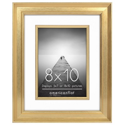 Americanflat Picture Frame with Decorative Inner Mat Accent - Shatter Resistant Glass and Easel Stand