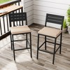 Pellebant 2pc Outdoor Bar Stools Counter Height Bar Stools with Cushions Patio Bistro Tall Chairs with Back and Footrest - image 2 of 4