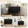 Whisen Modern Minimalist Nightstand with 2 Storage Drawer, Golden Metal Handles and Legs, Unique Textured Design - 2 of 4