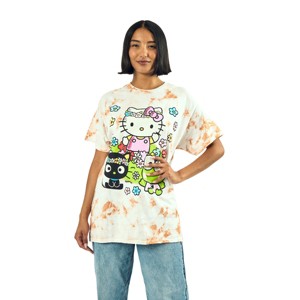 Hello Kitty Flower Power Women’s Cloud Wash Crew Neck Short Sleeve T-shirt - 1 of 4