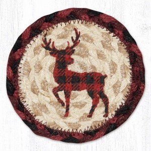 Earth Rugs Red Plaid Deer Printed Coaster 5"x5" Rustic Holiday Style - 1 of 3