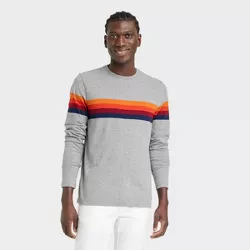 Men's Long Sleeve Striped Lyndale T-Shirt - Goodfellow & Co™ Gray