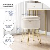 StorageBud Round Ottoman with Storage, Textured Velvet Storage Ottoman, Modern Foot Stool for Living Room and Bedroom - 3 of 4