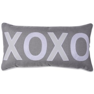 13"x25" Oversize Indoor 'XOXO' Valentines Lumbar Throw Pillow Cover Gray - Pillow Perfect - 1 of 3