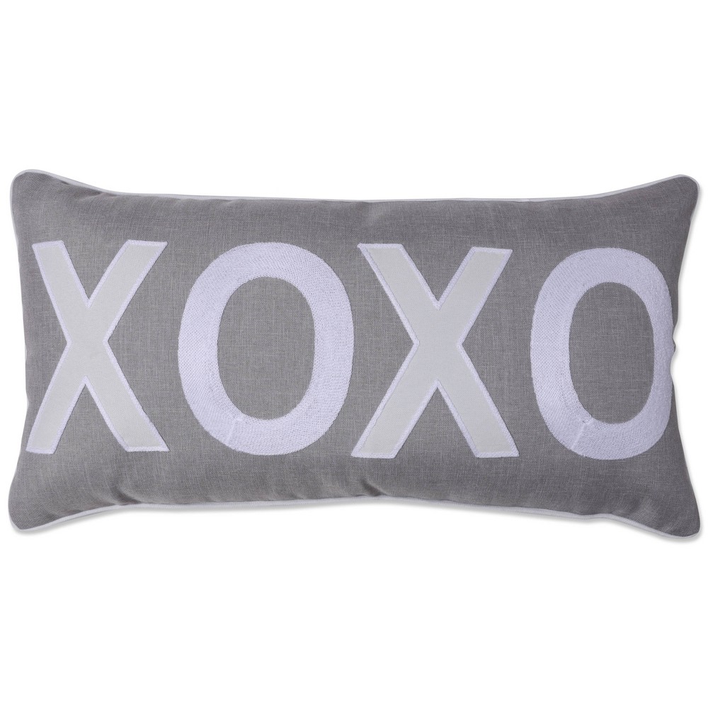 Photos - Pillowcase 13"x25" Oversize Indoor 'XOXO' Valentines Lumbar Throw Pillow Cover Gray 