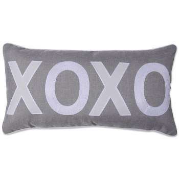 13"x25" Oversize Indoor 'XOXO' Valentines Lumbar Throw Pillow Cover Gray - Pillow Perfect