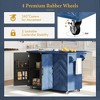 Whisen Farmhouse Style Kitchen Islands on 5 Wheels with Drop Leaf and Internal Storage Rack - 4 of 4
