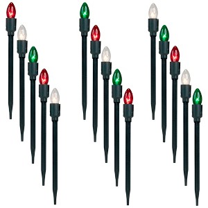 Northlight Set of 15 Lighted Red, Clear and Green C9 Christmas Pathway Marker Decor - 1 of 4