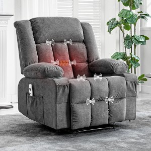 Large Recliner Chair with Massage & Heat, Comfy Sofa Chair with 3 Positions, Side & Front Pockets, 2 Cup Holders, for Living Room, Bedroom - 1 of 4