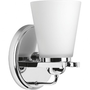 Progress Lighting Flight 1-Light Wall Sconce, Polished Chrome, Etched Glass Shade - 1 of 4