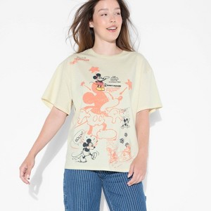 Women's Mickey Scribble Oversized Short Sleeve Graphic T-Shirt - Cream - 1 of 4