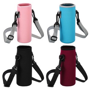 Unique Bargains Neoprene Portable Insulated Adjustable Strap Water Bottle 
Sling Bags 4 Pcs 2.64"x7.28" - 1 of 4