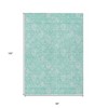 Aqua And Ivory Floral Washable Indoor Outdoor Area Rug - 3 of 4