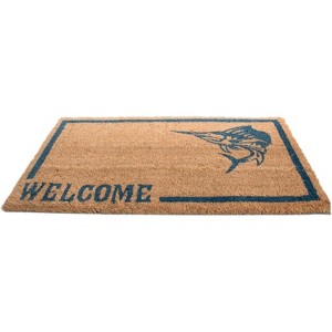 HomeRoots 18" X 30" Brown and Black Coir Swordfish Welcome Outdoor Door Mat - 1 of 4