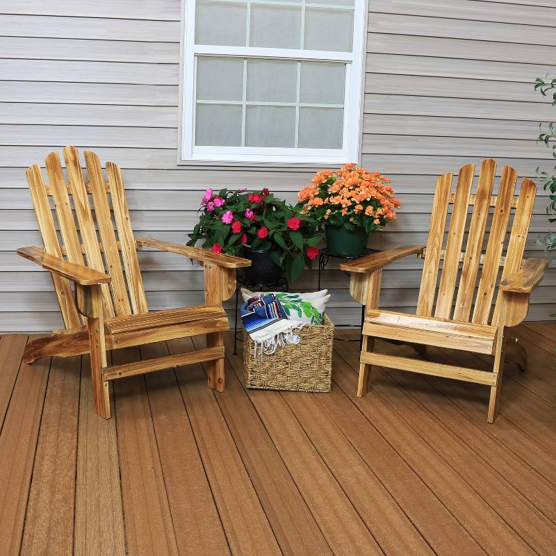 Sunnydaze Outdoor Natural Fir Wood Rustic Lounge Backyard Patio Adirondack Chair - Light Charred Finish, 3 of 10