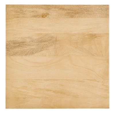 Zora Oak Wood and Black Metal Square Side Table