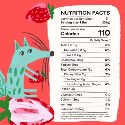 Happy Wolf Organic Kids Refrigerated Snack Bars, Strawberry - 4.23oz/5ct