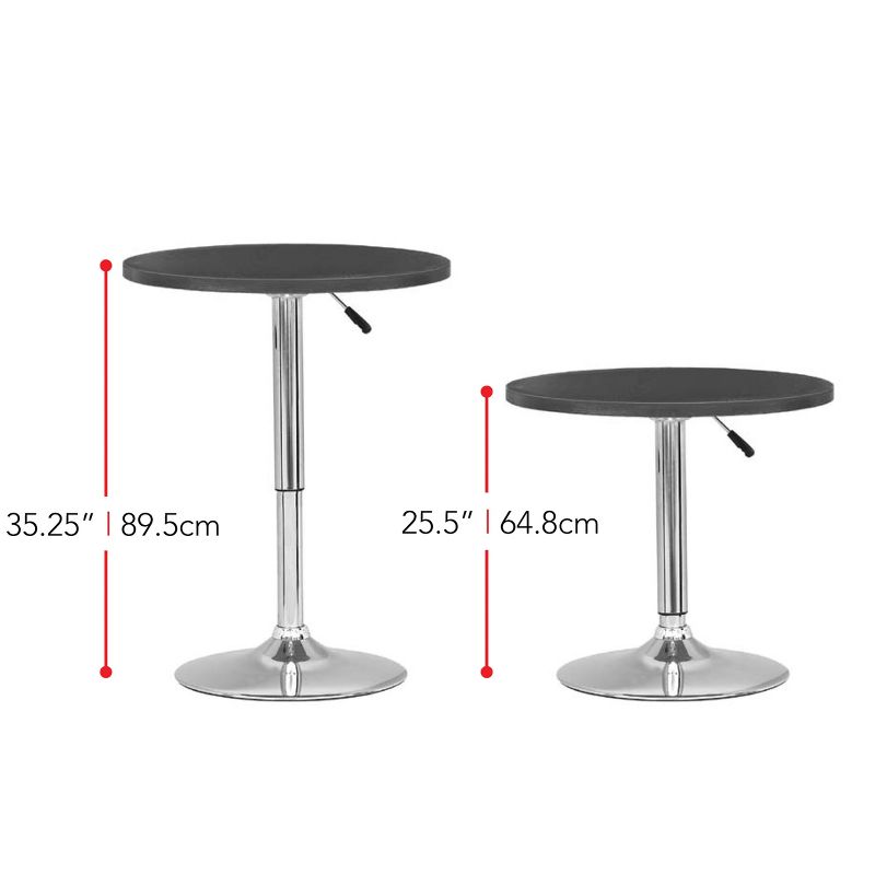 Round Adjustable Pedestal Dining Table Black - CorLiving, 3 of 6