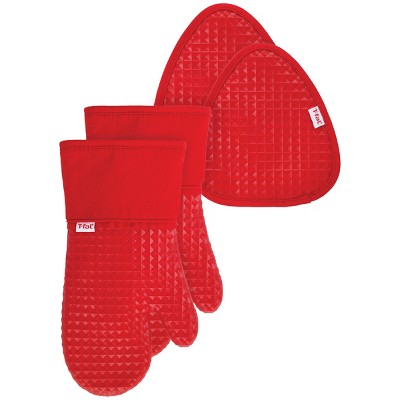 T-fal 4-Pack Waffle Oven Mitt & Pot Holder Set