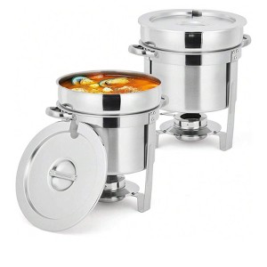 Coucheta 7QT Soup Chafer Station - Stainless Steel with Marmite Water Pan, Complete Setup for Catering, Buffets & Events - 1 of 4