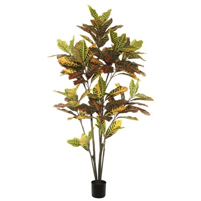 6' Artificial Potted Cronton Tree Orange - Vickerman