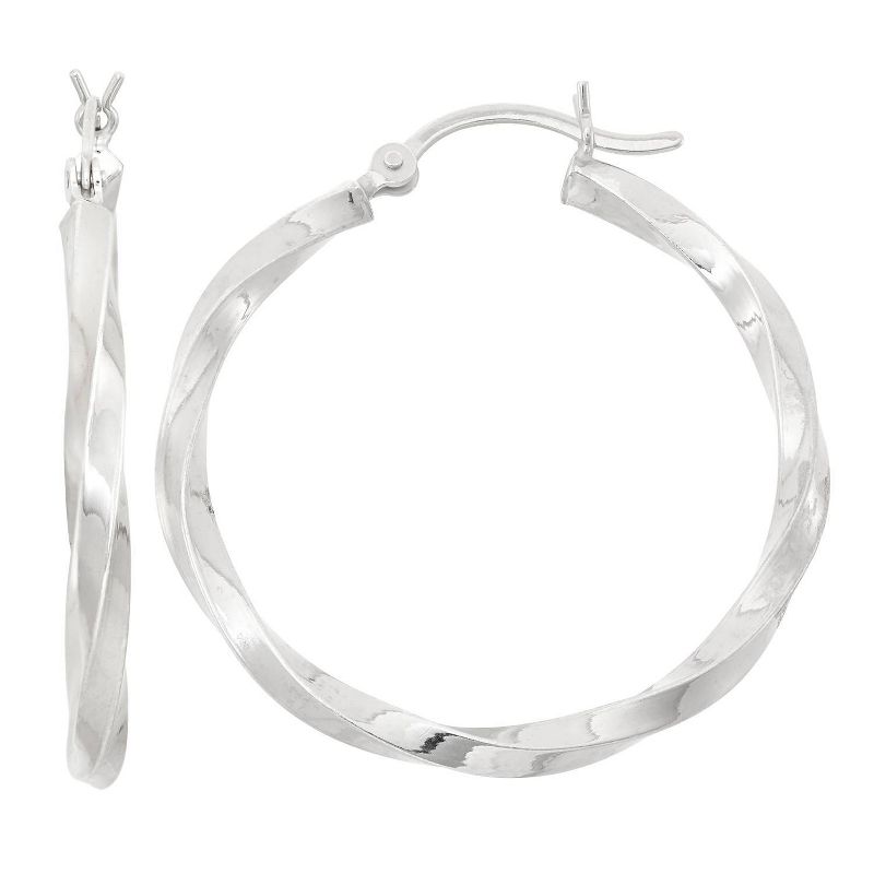 Sterling Silver Wide High Polish Twisted Hoop Earrings, 2 of 4