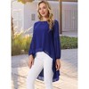Seta T Women's Lantern Long Sleeve Round Neck High Low Irregular Hem Casual Blouse - 2 of 4