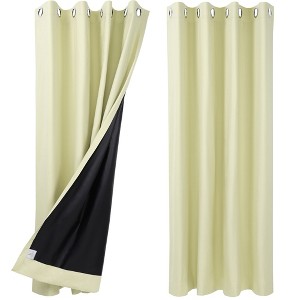PiccoCasa Bedroom Thermal Insulated 100% Blackout Curtains 2 Panels - 1 of 3