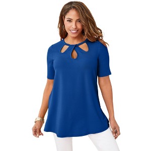 Jessica London Stretch Knit Cutout Swing Tunic - 1 of 4